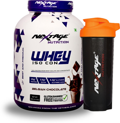 Nextage Whey Protein ISO Con 2Kg Belgian Chocolate 25g Protein Free Shaker Whey Protein(2 kg, Belgian Chocolate)