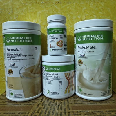 HERBALIFE WEIGHT LOSS F 1 VANILLA SHAKE SHAKEMATE PROTEIN POWDER200GM AFRESH CINNAMON Nutrition Bars(4 pounds, 1200 pounds, vanilla shake, ppp200gm, afresh cinnamon, shakemate)