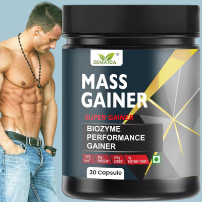 ZEMAICA MASS GAINER | Mass Gainer with High Protein & Calories Weight Gainers/Mass Gainers(30 Capsules, unflavoured)