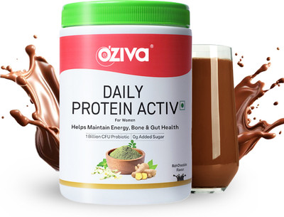 OZiva Daily Protein Activ For Women with Clean, Multivitamins &Probiotics Whey Protein(300 g, Chocolate)