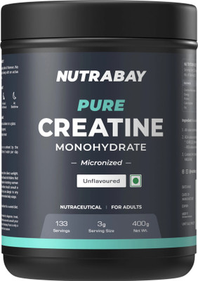 Nutrabay Pure Micronised Creatine Monohydrate | Pre/Post Workout Supplement -400 Gram Creatine(400 g, Unflavoured)