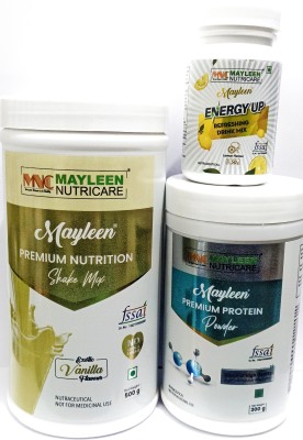 Mayleen Premium Vanila 500g. Premium Protine Powder 200g & Energy Drink Lemon 50g Plant-Based Protein(750 g, Vanila, Lemon)