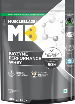 MUSCLEBLAZE Biozyme Performance Whey Protein Powder Refill Pack, 25g Protein Per Scoop Whey Protein(1 kg, Mango)