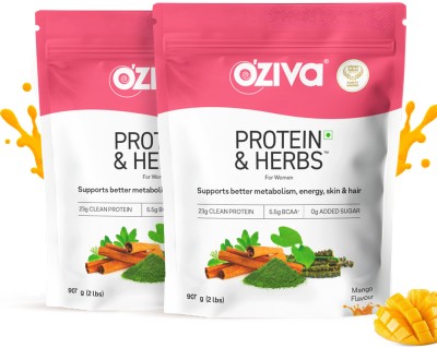 OZiva Protein & Herbs for Women |Manage Weight & Metabolism| Reduce Body Fat |No Sugar Whey Protein(1814 g, Mango)