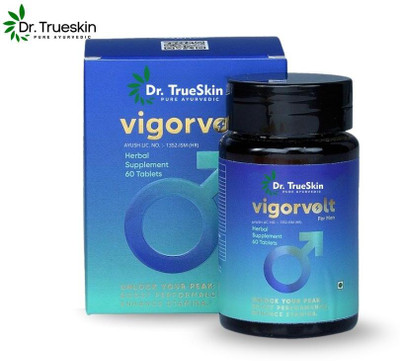 Dr.trueskin Vigorvolt Tablets with stamina natural energy aid A01 Plant-Based Protein(60 Capsules, Unflavored)