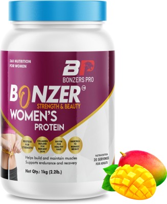 bonzers pro Women Whey Protein to support in Bone Joint Heart Hair Nails Whey Protein Whey Protein(1 kg, Mango)