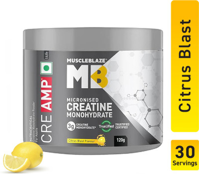 MUSCLEBLAZE Micronised Creatine Monohydrate CreAMP Powder, Trustified Certified Creatine(120 g, Citrus Blast)
