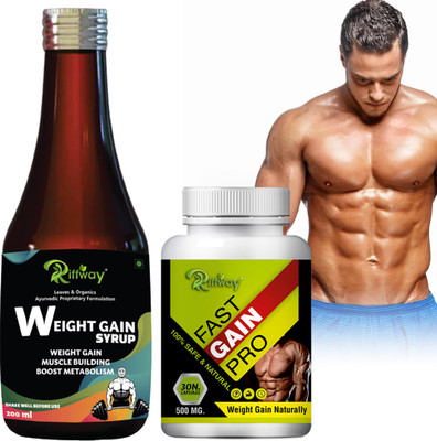 Riffway Fast Weight Gainer/Body Building Weight Gain Capsule & Weight Gain Syrup Combo Weight Gainers/Mass Gainers(200.31 ml, No Flavour)