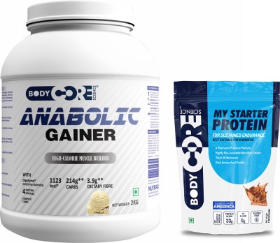 Body Core Science Anabolic Gainer-2Kg(Vanilla) With My Starter Protein-1 Kg(Chocolate) Weight Gainers/Mass Gainers(3 kg, Vanilla)