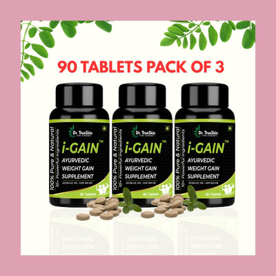 Dr.trueskin i-Gain Body Mass Herbal Energy Plus Tablets 3Pcs i-Gain Nutrition Bars(270 Capsules, Unflavored)