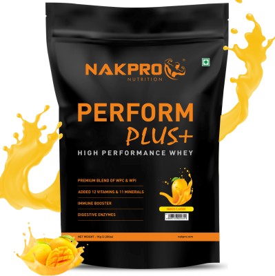 Nakpro PERFORM PLUS+|23g Protein 5.1g BCAA|Low Carbs| 1kg Mango Flavor (30 Servings) Whey Protein(1 kg, Mango)