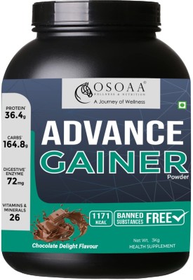 Osoaa Advance Mass Gainer for Healthy Body Gains | Boosts Metabolism Weight Gainers/Mass Gainers(3 kg, Chocolate Delight)