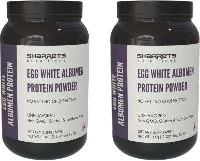 SHARRETS NUTRITIONS Egg White Albumen Protein Powder 2x1kg Unflavored Egg Protein(2 kg, Unflavored)