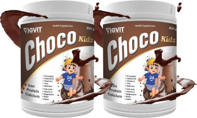 Vigvit Choco Kidz Health Supplement With Protein, Calcium, Iron & Multivitamins Protein Blends(400 g, Chocolate)