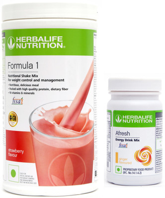 HERBALIFE FORMULA 1 STRAWBERRY ( 500g) WITH AFRESH GINGER ( 50g) SET OF 2 PCS Plant-Based Protein(550 g, F 1 - STRAWBERRY 500g, AF- GINGER 50g)