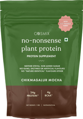 COSMIX No Nonsence Organic Pea & Rice Isolate Vegan No Added Sugar Plant-Based Protein(1 kg, CHIKMAGALUR MOCHA)