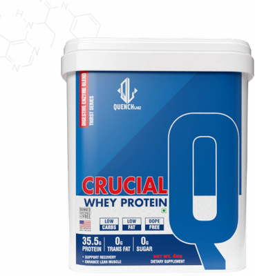 QUENCHLABZ Crucial Whey | 35.5g Protein | 0g Trans Fat | Probiotics | Digestive Enzymes Whey Protein(4 kg, Kulfi)