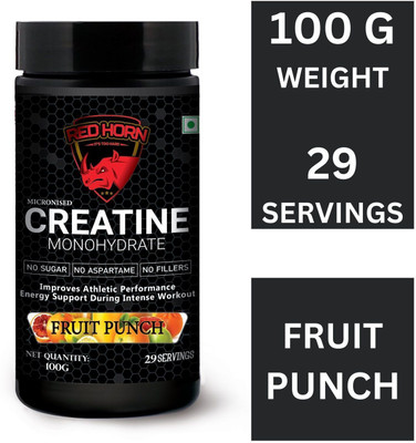 red horn Micronised Creatine Powder Monohydrate |29 Servings, 3g Creatine(100 g, Fruit Punch)