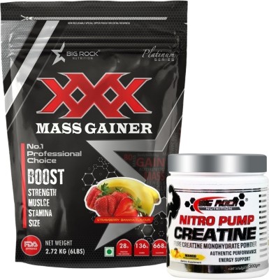 BIG ROCK NUTRITION Mango Flavour 300 gm Creatine with XXX Weight Gainers/Mass Gainers(3.2 kg, Strawberry, Mango)