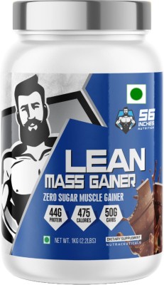 56 INCHES LEAN MASS GAINER ZERO SUGAR MUSCLE GAINER 2.2LBS Weight Gainers/Mass Gainers(1 kg, CHOCOLATE)