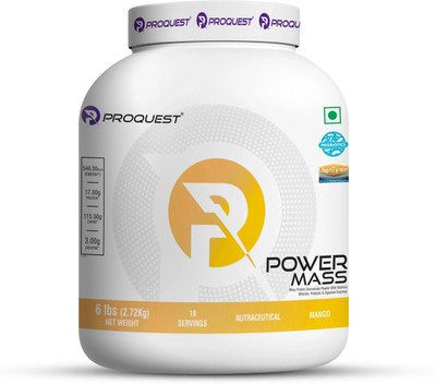 PROQUEST Power Mass Gainer with 17g Protein & 3g Creatine | High Protein High Calorie Weight Gainers/Mass Gainers(6 pounds, Mango)