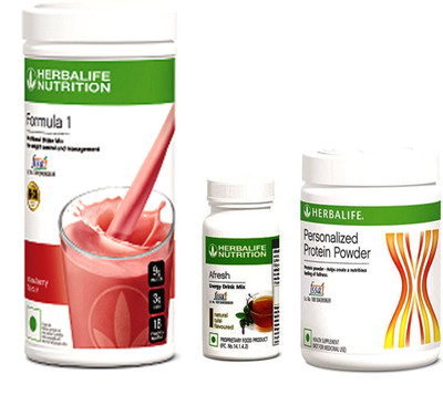 HERBALIFE FORMULA 1SHAKE STRAWBERRY &PROTIEN POWDER 200 G AFRESH ENERGY DRINK TULSI Plant-Based Protein(0.75 kg, STRAWBERRY, TULSI)