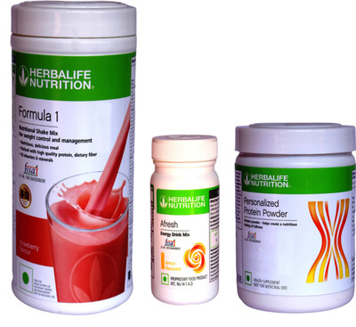 HERBALIFE Formula 1 Shake Strawberry + Protein Powder 200G + Afresh Lemon Protein Shake(750 g, Strawberry, Lemon)