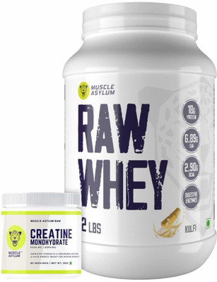 Muscle Asylum Whey Protein Kulfi flavoured, 1 kg + Creatine Powder - 83 Servings, 250gm Whey Protein(1.3 kg, Raw kulfi, Creatine)