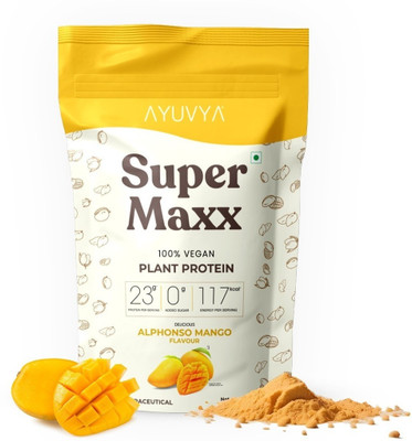Ayuvya SuperMaxx Advanced Ayurvedic Protein Powder Increase Muscle Mass & Performance Plant-Based Protein(500 g, Alphanso Mango)