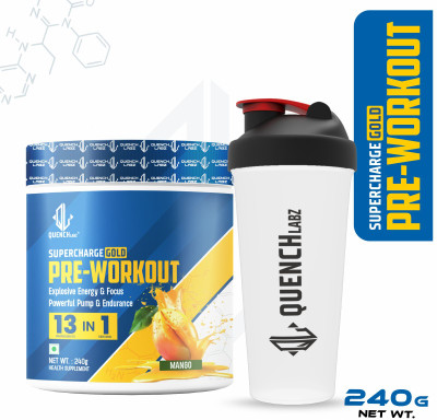 QUENCHLABZ Pre Workout With Free Shaker | Explosive Energy and Performance Booster Pre Workout(240 g, Mango)
