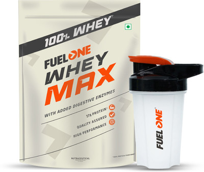 FUELONE Whey Max, Whey Protein Concentrate & Whey Protein Isolate, 27g Protein & Shaker Whey Protein(1 kg, Chocolate)