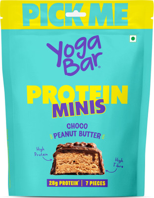 Yogabar Protein Minis|4g Protein|7 Bars|Choco Peanut Butter|Dark Chocolate|Gluten-free Protein Bars(140 g, Peanut)