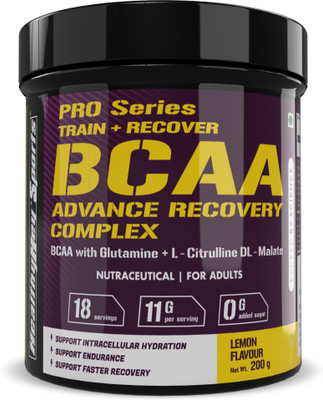 HealthyHey Sports BCAA with L-Glutamine & L-Citrulline DL-Malate - Lemon Flavour BCAA(200 g, Lemon)