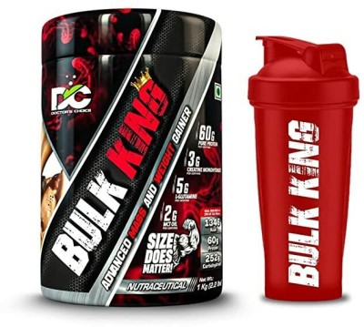 DOCTOR'S CHOICE Bulk King Advanced Weight Gainers/Mass Gainers(1 kg, Choco Brownie Fudge With Shaker)