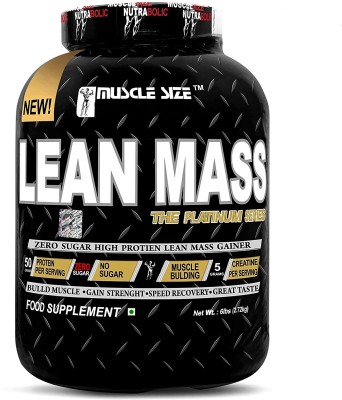 MUSCLE SIZE LEAN MASS GAINER ZERO SUGAR HIGH PROTEIN (6lbs) Weight Gainers/Mass Gainers(2720 g, VANILLA)