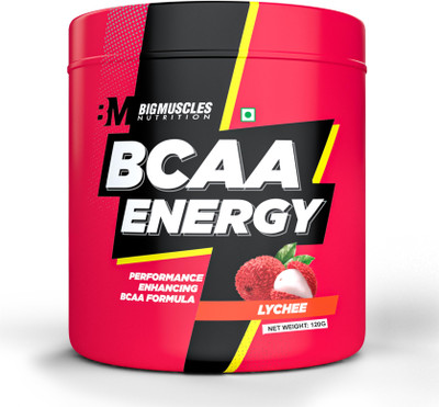 BIGMUSCLES NUTRITION BCAA Energy | Advanced Intra Workout with Rehydration Electrolytes, Taurine | BCAA(120 g, Lychee)