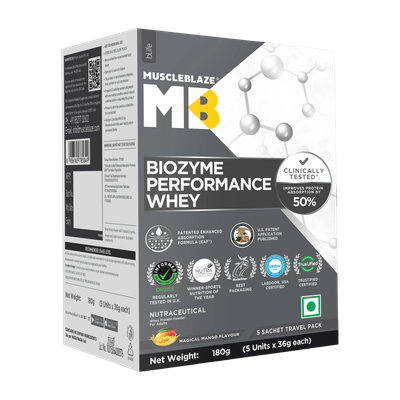 MUSCLEBLAZE Biozyme Performance Whey Protein(180 g, Magical Mango)