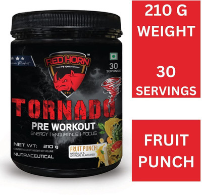 red horn Tornado Newly Launched Supplement Powder for Energy & Focus |30 servings Pre Workout(210 g, Fruit Punch)