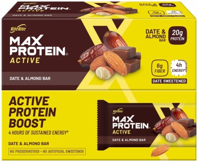 RiteBite Max Protein 20g Protein Bars, Pack of 12 | Naturally Sweetened with Dates | With 6g Fiber Protein Bars(900 g, Active Dates & Almond)