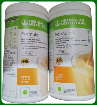 Herbal Nutrition Life F1 SHAKE MIX-BANANA AND ORANGE (PACK OF 2) Protein Shake(1000 g, BANANA, ORANGE)