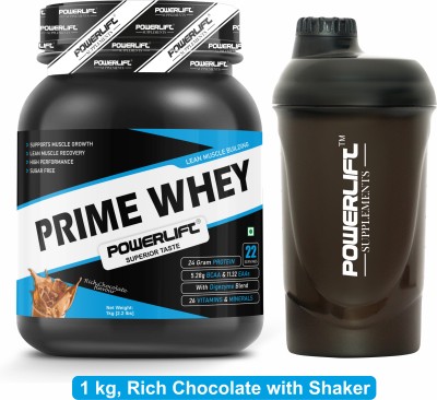 POWERLIFT Prime Whey Protein with Shaker 24g Protein, 5.29g BCAA with Enzymes & Vitamins Whey Protein(1 kg, Rich Chocolate)