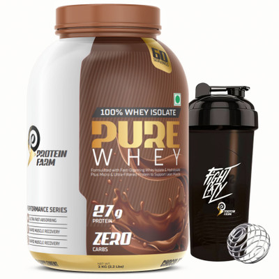 PROTEINFARM PURE WHEY ISOLATE & HYDROLYSED PROTEIN 2KG, 0 CARB, LOW FAT FOR LEAN MUSCLE Whey Protein(27 g, CHOCOLATE)
