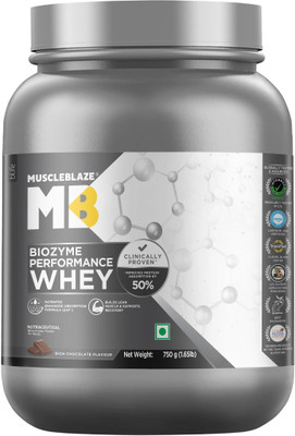 MUSCLEBLAZE Biozyme Performance Whey Protein Powder, 25g Protein Per Scoop Whey Protein(750 g, Rich Chocolate)
