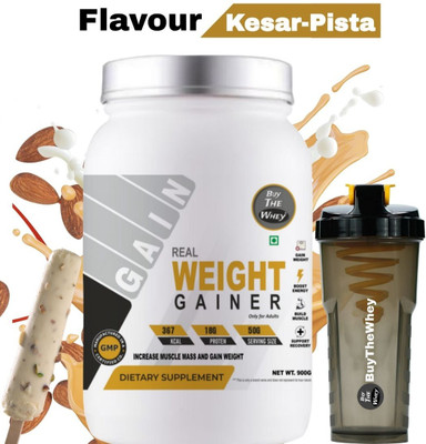 BUY THE WHEY Real Weight Gainer | Lab Tested | Pure Gainer | For Adults With Shaker - Weight Gainers/Mass Gainers(900 g, Kesar-Pista)