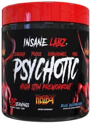 insane labz Psychotic Hellboy Edition, High Stimulant Pre Workout Blue Raspberry Flavour Pre Workout(250 g, Blue Raspberry)