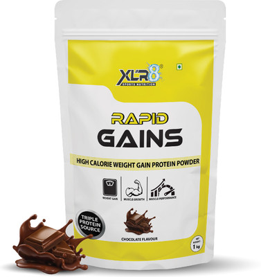 XLR8 Rapid Gains high calorie and high protein formula, Triple Protein Source Weight Gainers/Mass Gainers(1 kg, Chocolate)