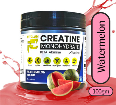 FITCLAN Micronized Creatine Monohydrate 3000mg, Beta Alanine 1000mg, Ltaurine 2000mg Creatine(100 g, WATERMELON)