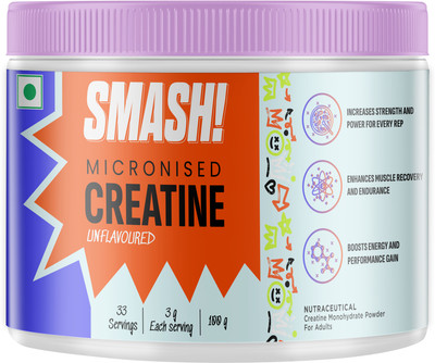 Smash Micronised Creatine Monohydrate Powder Creatine(100 g, Unflavoured)