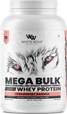 White Wolf Wolf Mega Bulk Gainer – Strawberry Banana | 1kg Weight Gainers/Mass Gainers(1 kg, STRAWBERRY BANANA)