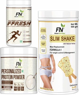 Floral Nutrition Weight Loss Combo Formula-1, FFresh Lemon & 200gm Personalized Protein Powder Protein Shake(750 g, Kulfi,Unfalvoured,Lemon)